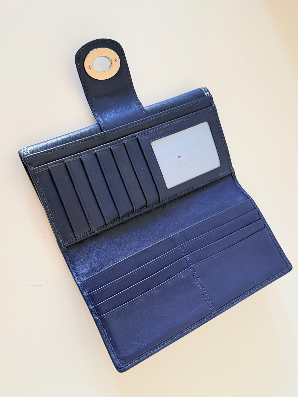 Coach Navy Wallet White Stiching - Picture 3 of 11